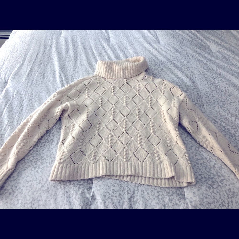 Loft Cowl Neck Sweater in White, size S